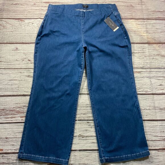 NYDJ ScultHer Womens Jeans size 2X new nwt Medium Wash Straight Wide x31 Stretch - Picture 2 of 12